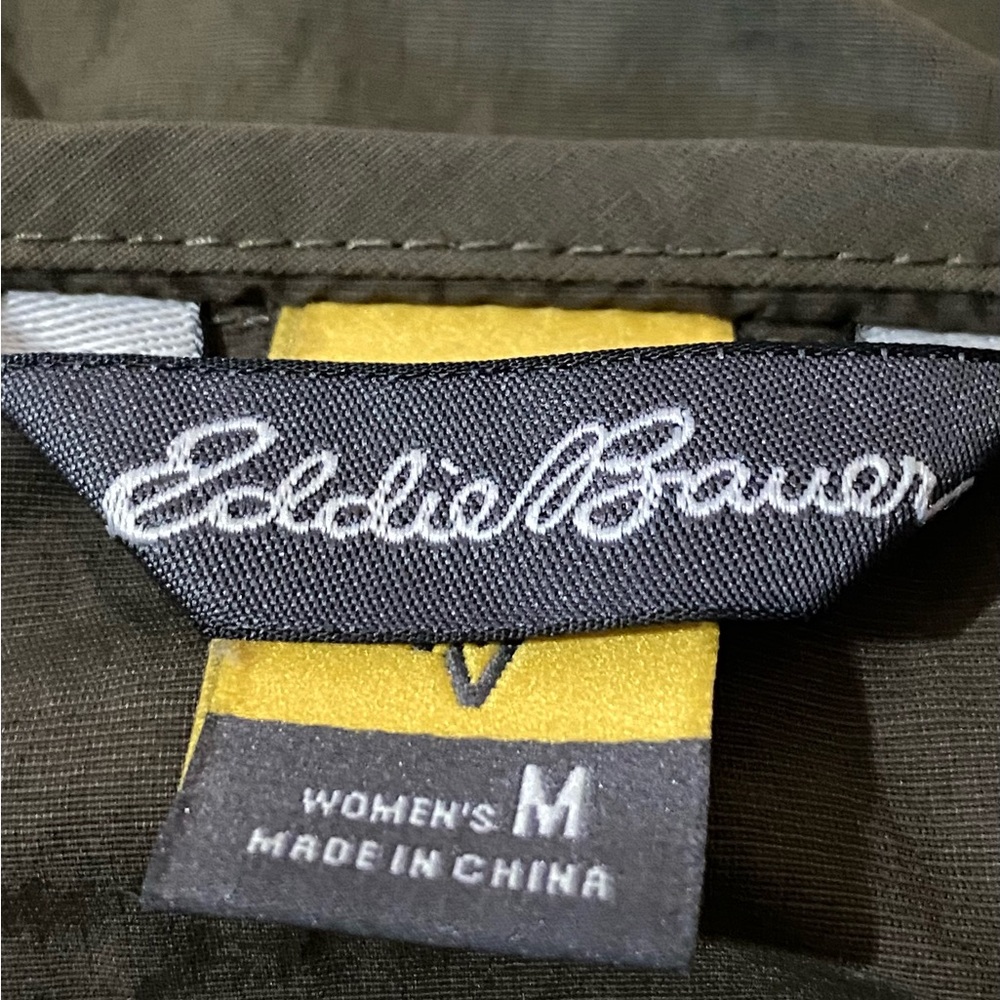 Eddie Bauer Olive Green Utility Field Jacket M Cinch Waist Travel Lightweight - Picture 10 of 12